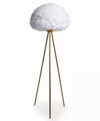 White Feather Tripod Floor Lamp Brushed Brass Legs